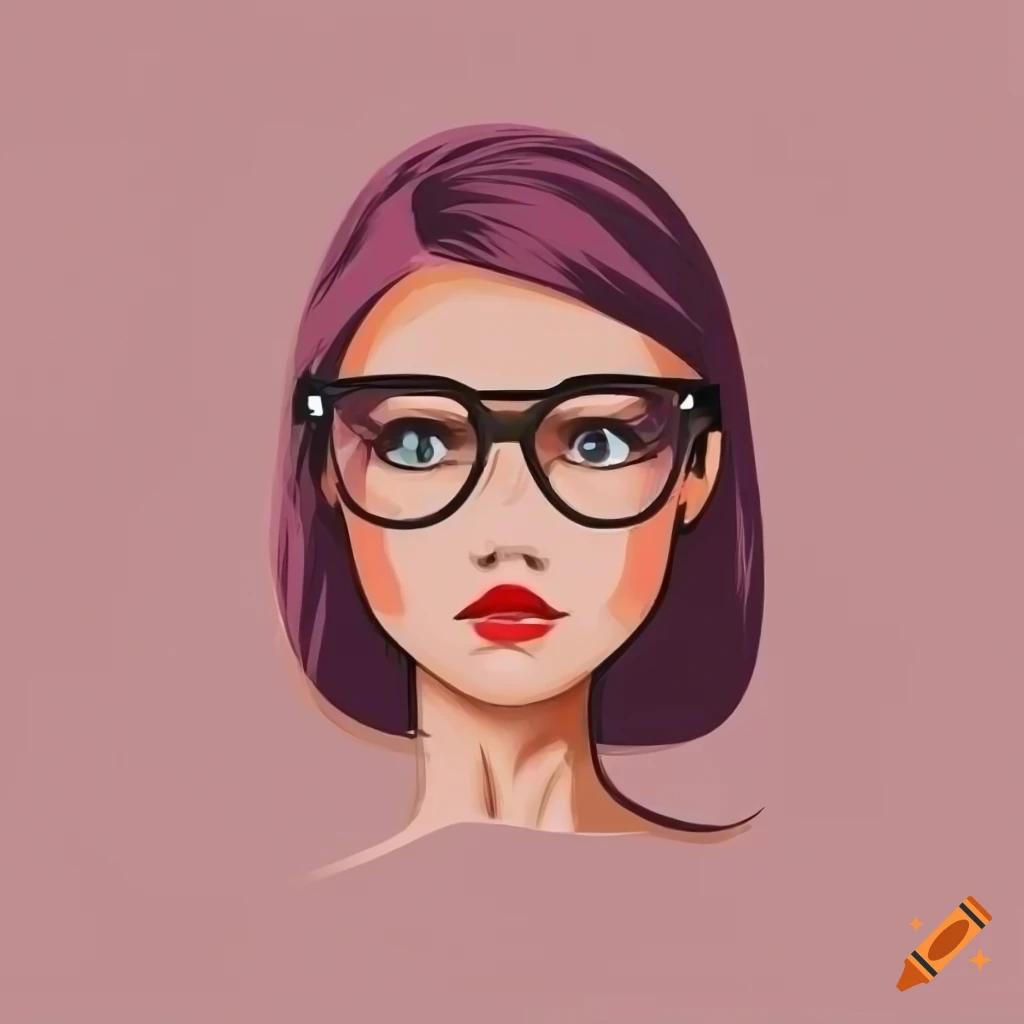 logo design of a girl with glasses
