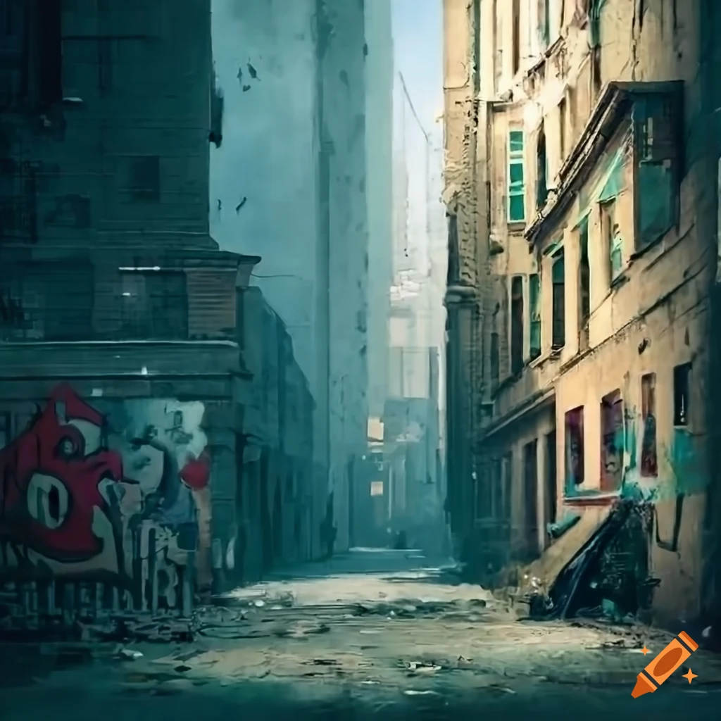 paper cityscape with vibrant graffiti