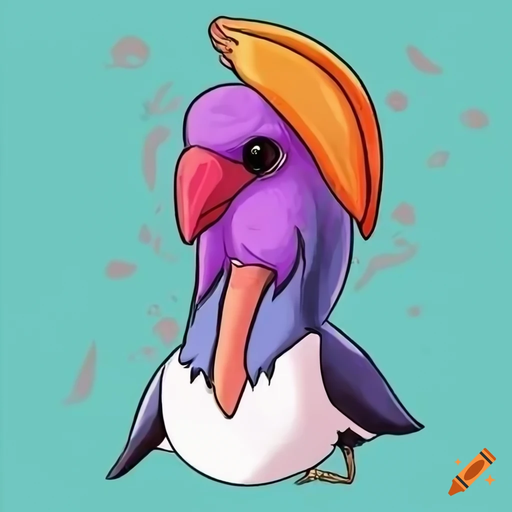 Ilustração de um pássaro cartoonizado