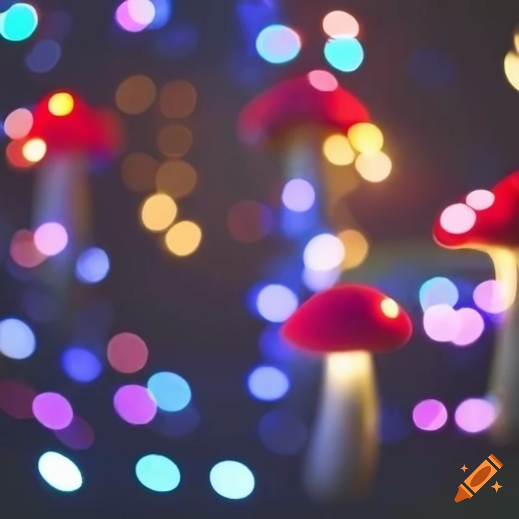 bokeh lights shaped like mushrooms