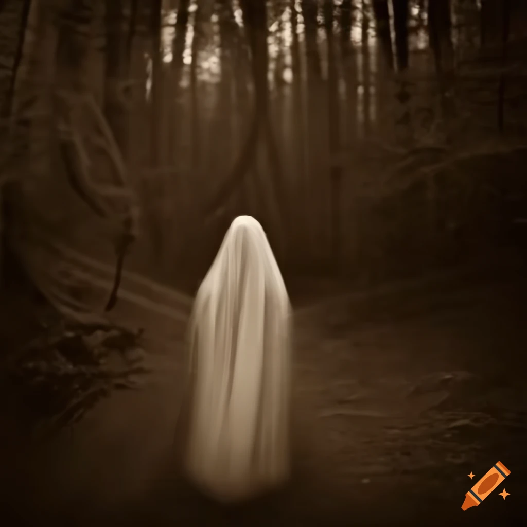 sepia photo of a blurry figure in the woods