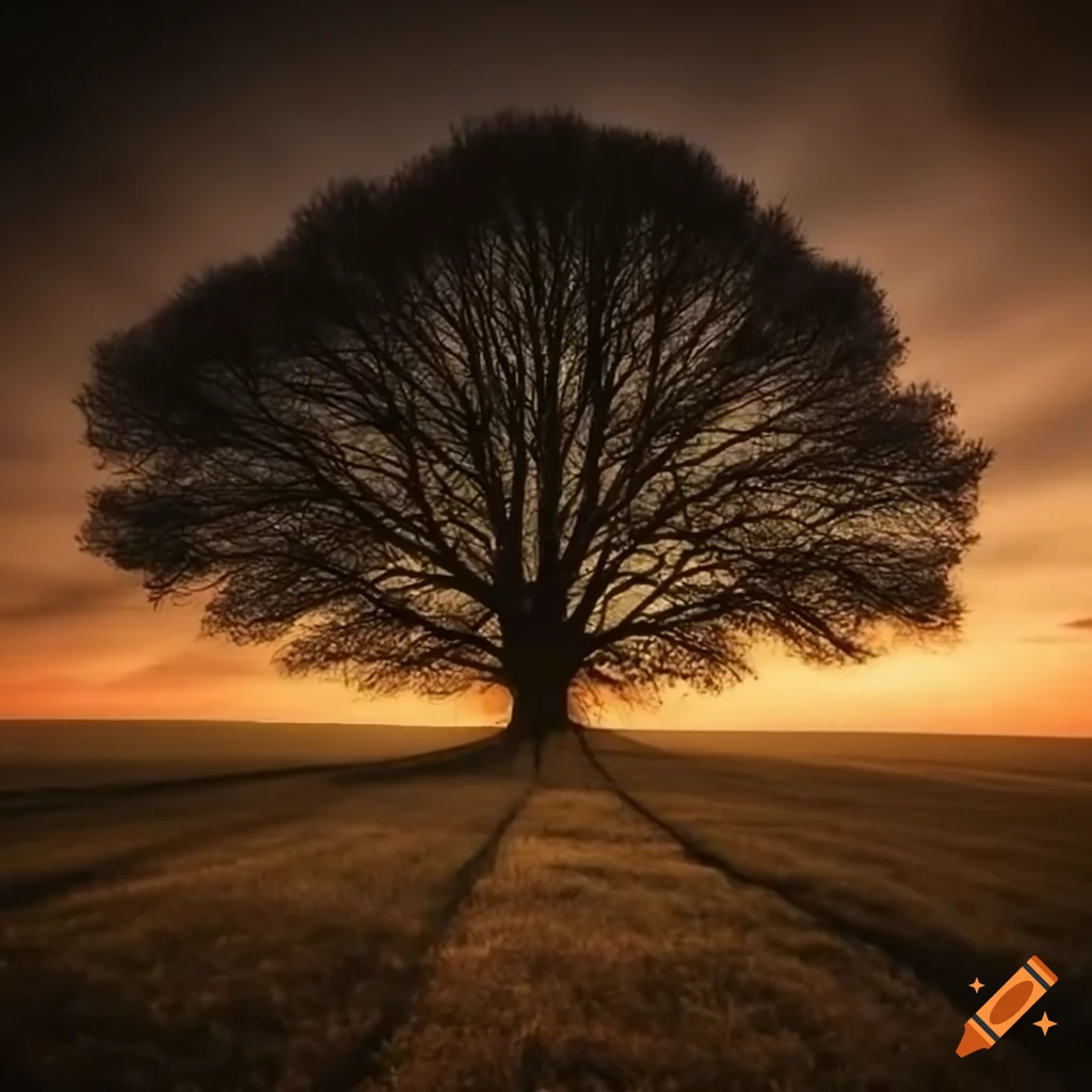two trees standing in a field