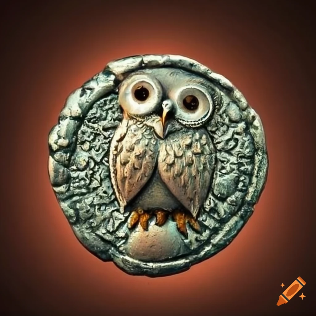 ancient coin with owl symbol