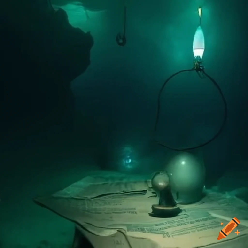 newspaper titled "THE DAILY PUNCTILIO" in an underwater grotto