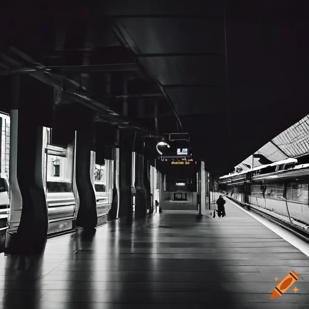 modern subway station with commuters on platform