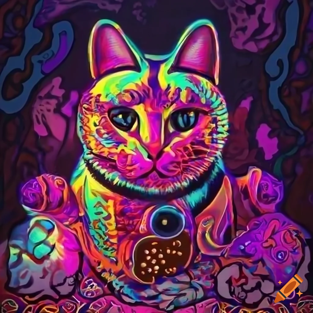 Psychedelic lucky cat image