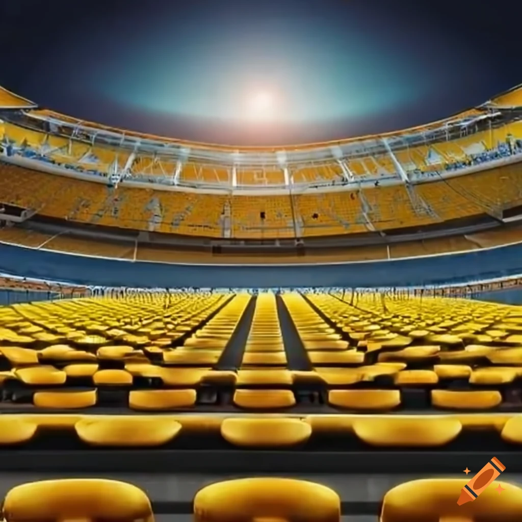 Yellow seats at a soccer stadium