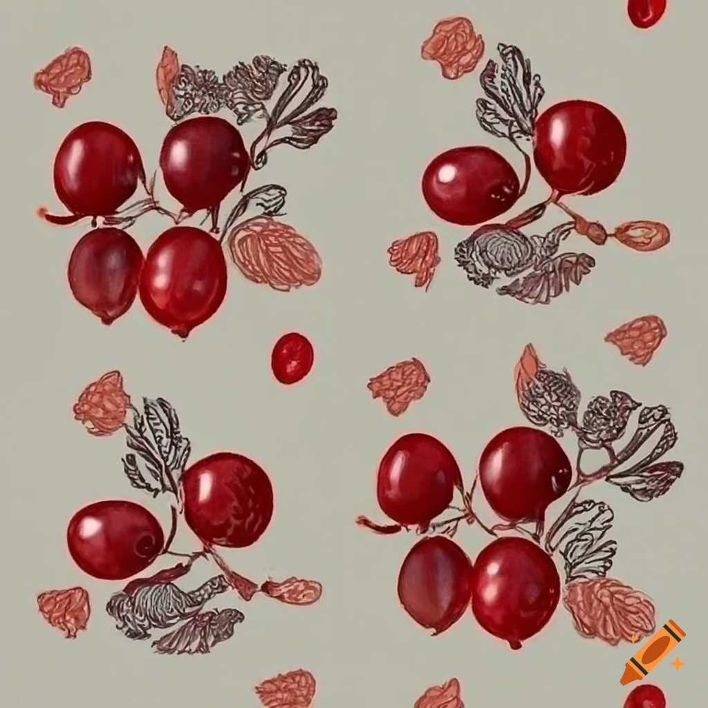 Watercolor red berries seamless pattern on white background. Fresh
