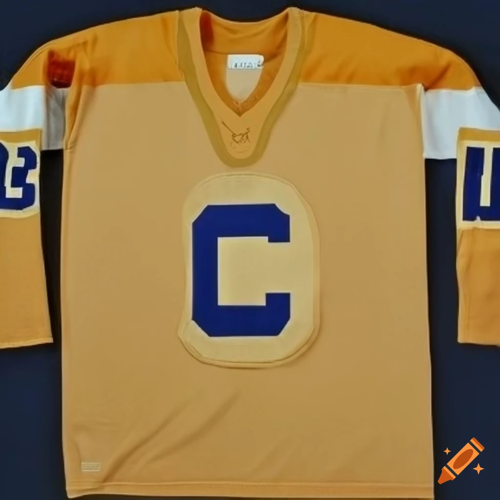 Hd photo of a vintage yellow hockey jersey on Craiyon