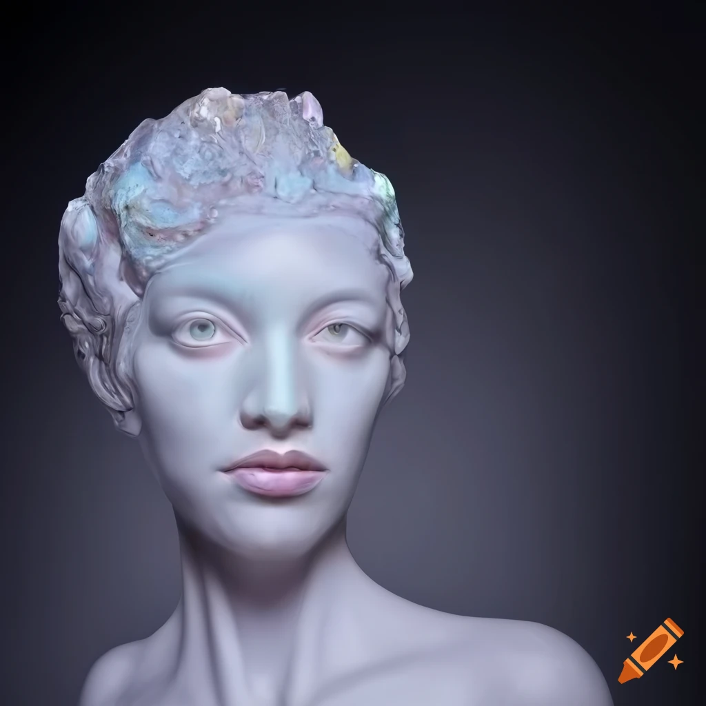 Intricately sculpted marble figures in vibrant colors on Craiyon
