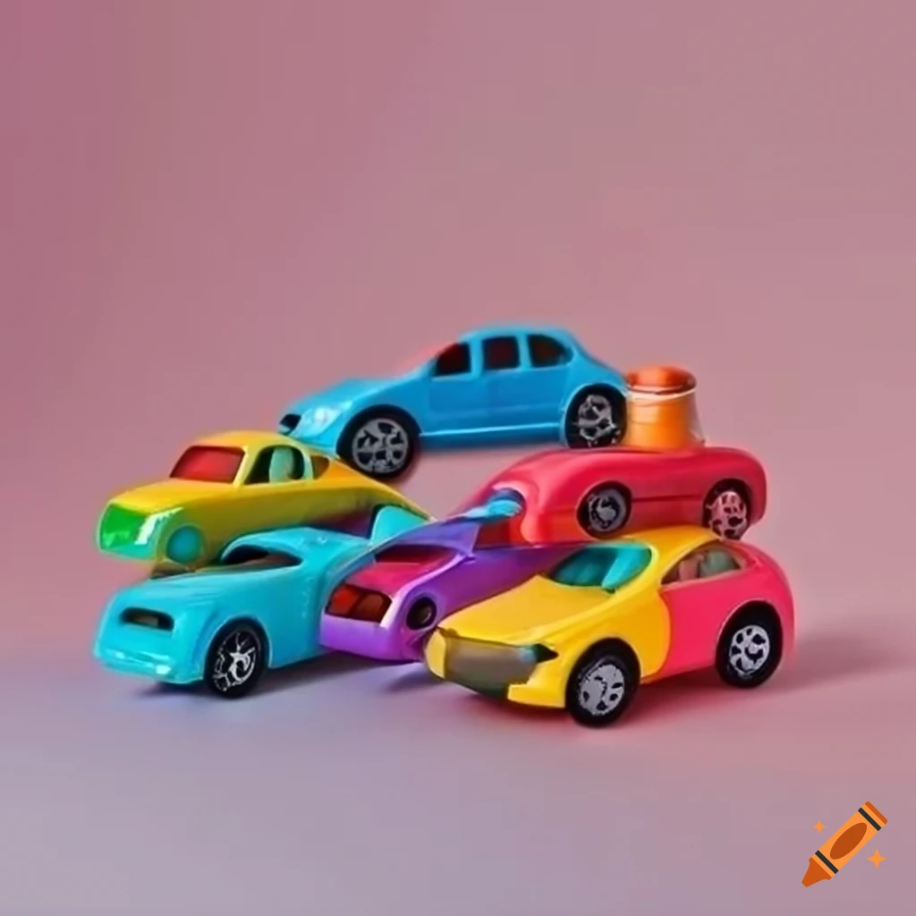 Colorful toy cars made of metal and plastic on Craiyon