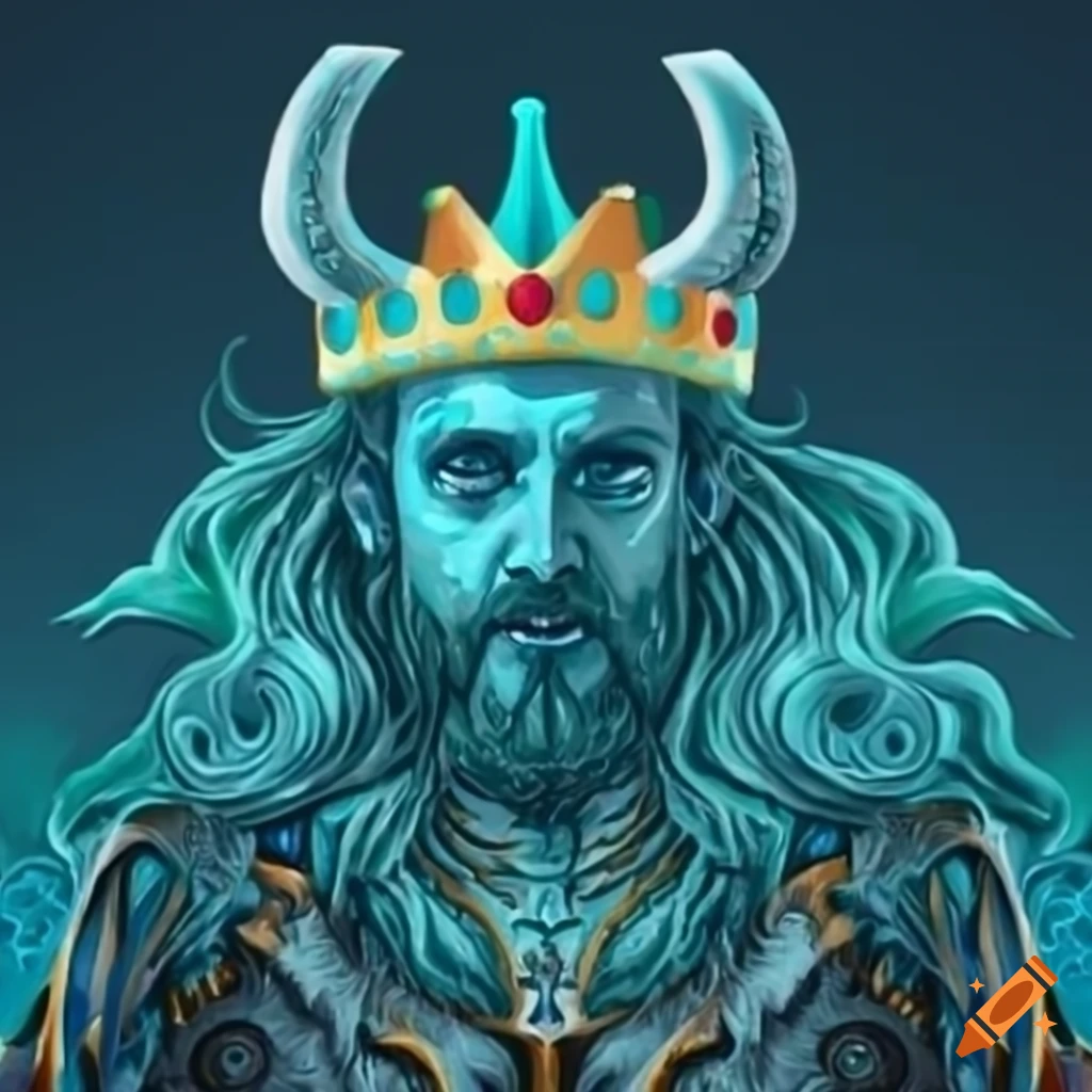 Image of a sea king with a trident and crown on Craiyon