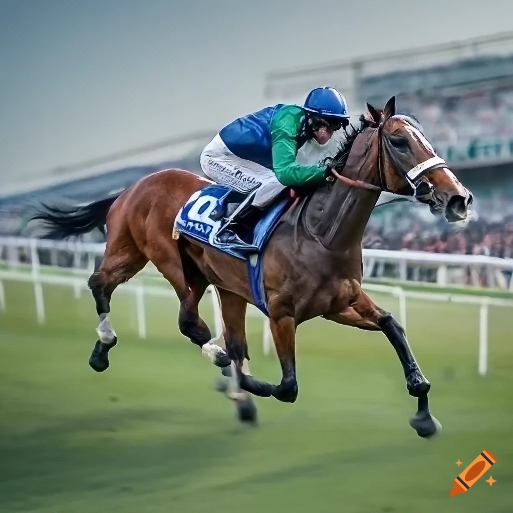 ultra-photorealistic horse racing image