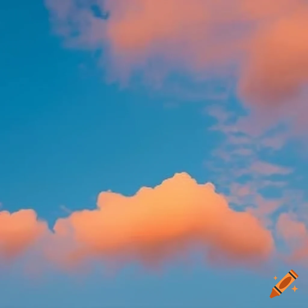 Blue sky with orange clouds on Craiyon