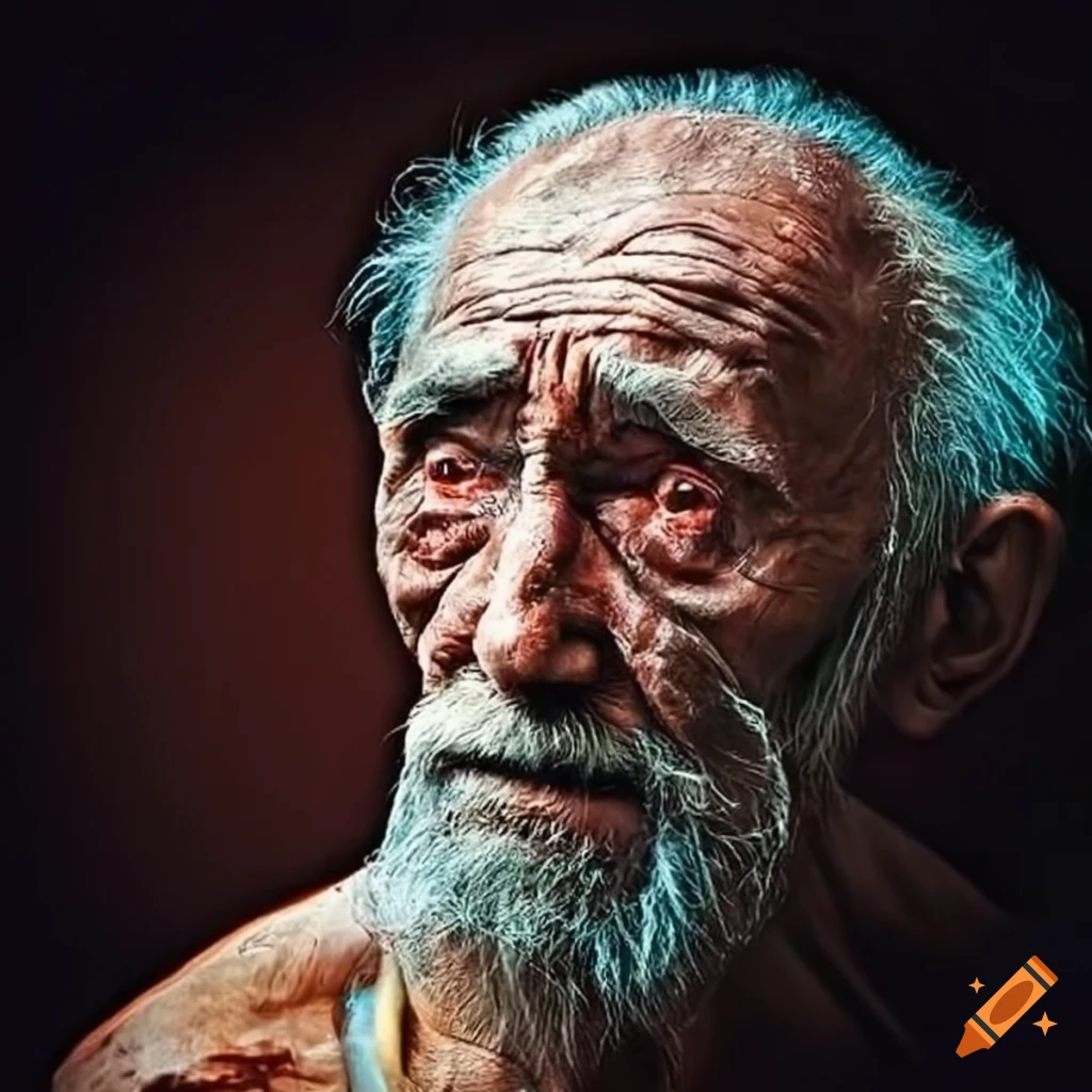 image of a poor elderly man begging