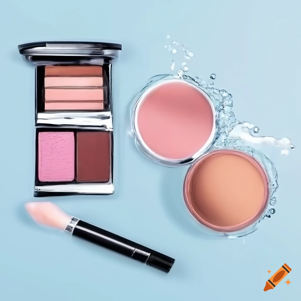 realistic makeup product with water splashes