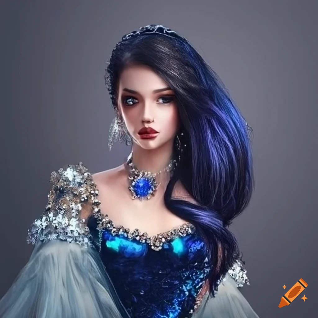 image of a princess in a stunning blue sequin dress