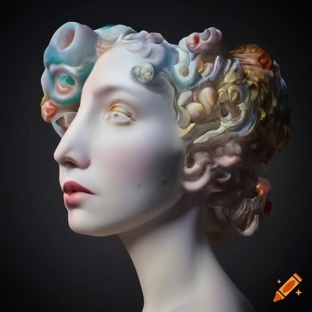 intricate and vibrant sculpture made of marble