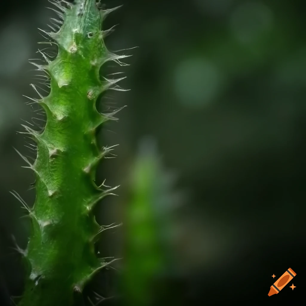 extremely detailed image of a thorny plant in a forest