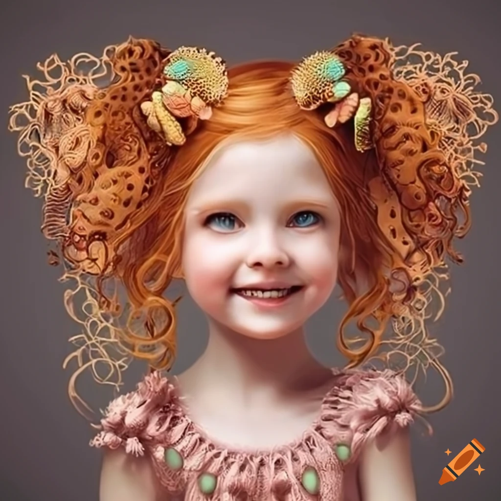 Adorable illustration of smiling ginger haired girls on craiyon