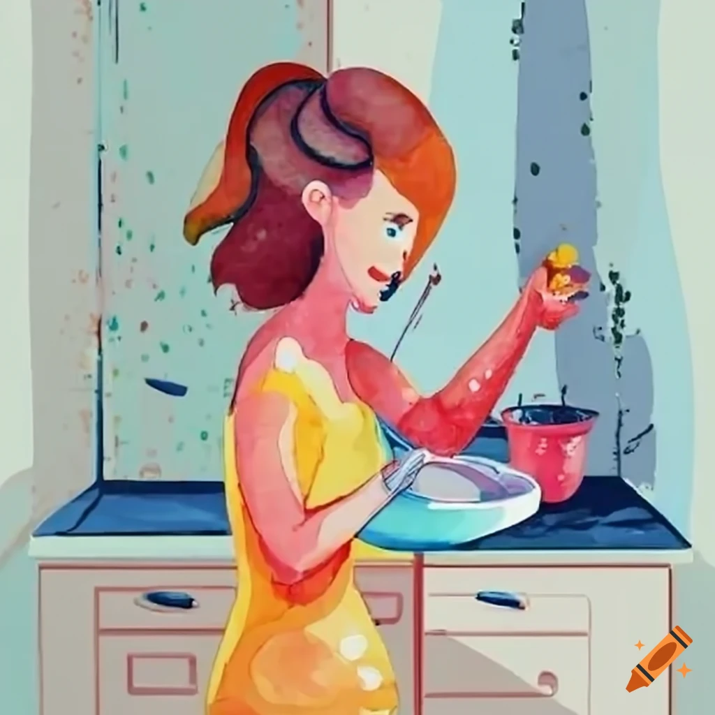 woman washing dishes in the kitchen