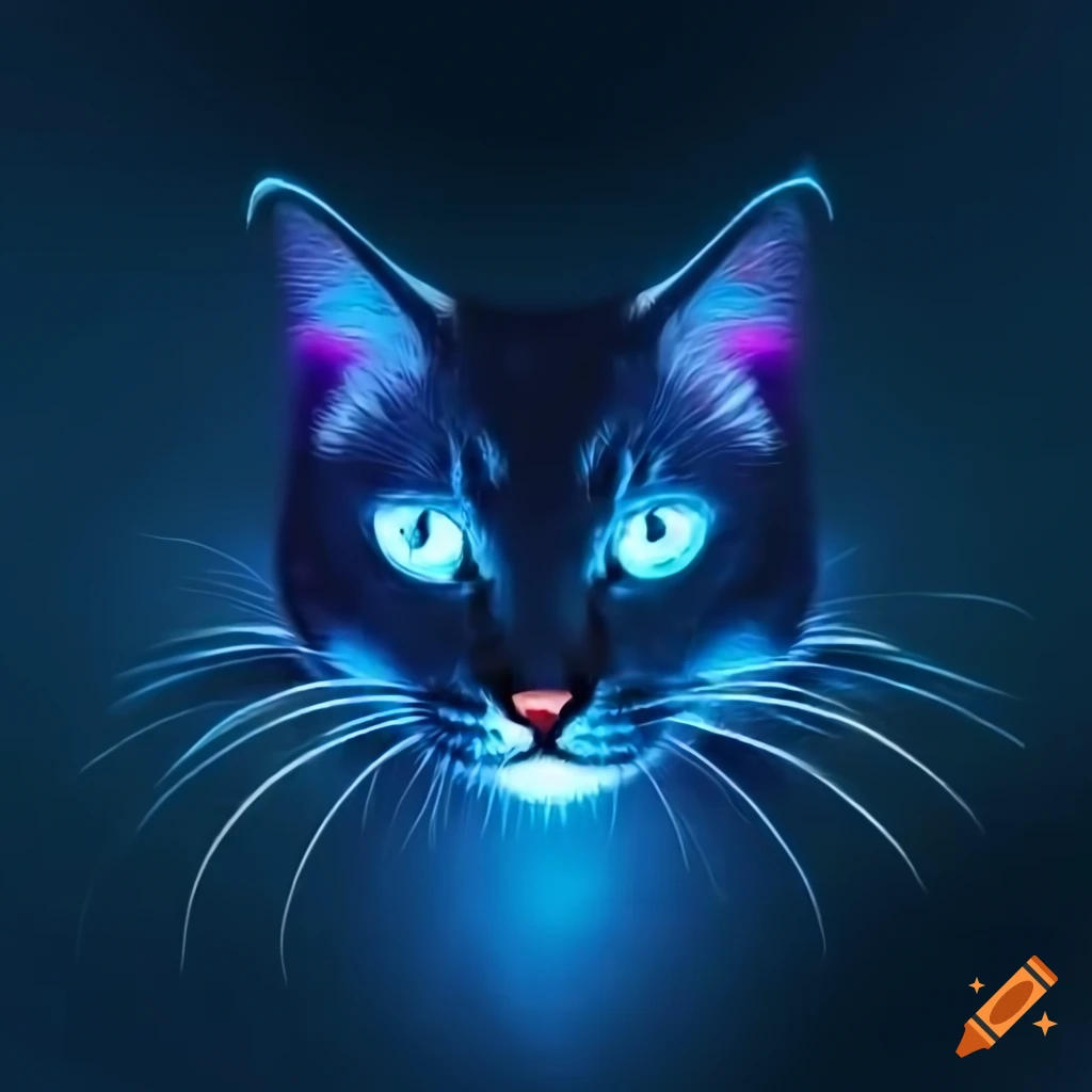Glowing blue eye of animal on black background Vector Image