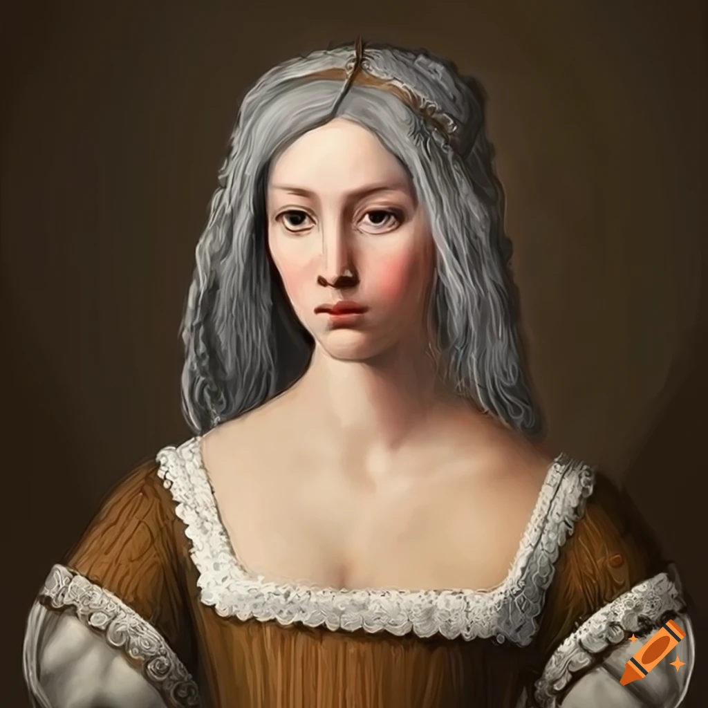 detailed artwork of a young woman with grey hair