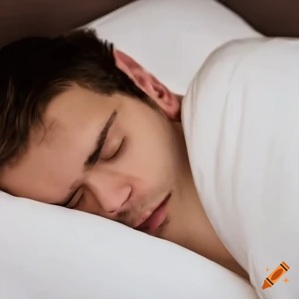 Man sleeping on a pillow on Craiyon