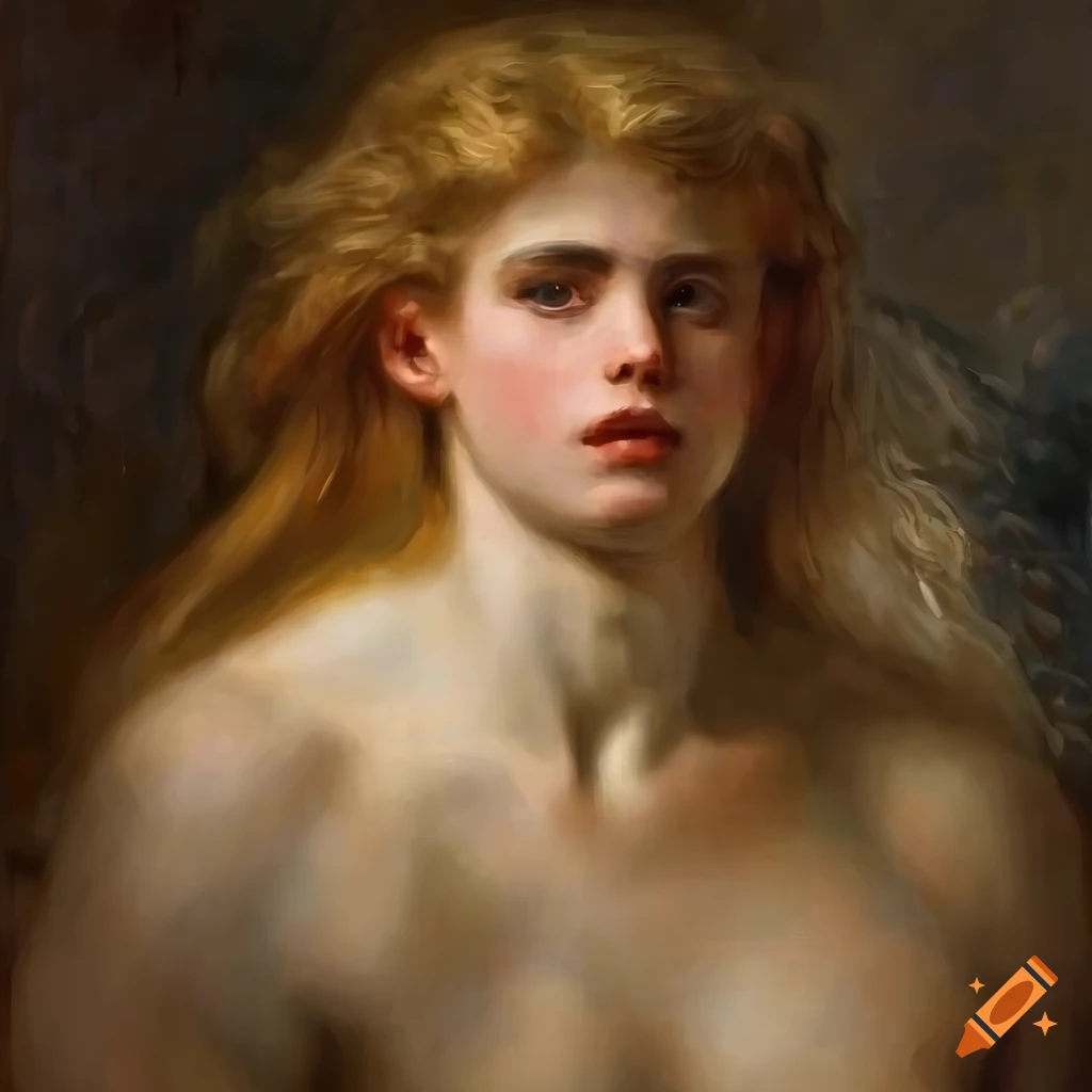 detailed classic painting of a confident and powerful young man