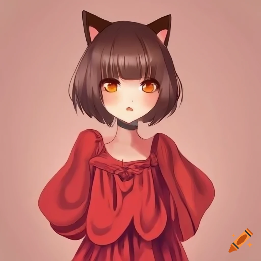 Digital art of a cute anime cat girl on Craiyon