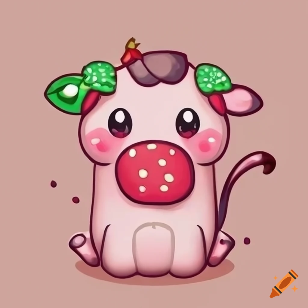 Cute cow with strawberry milk design on Craiyon