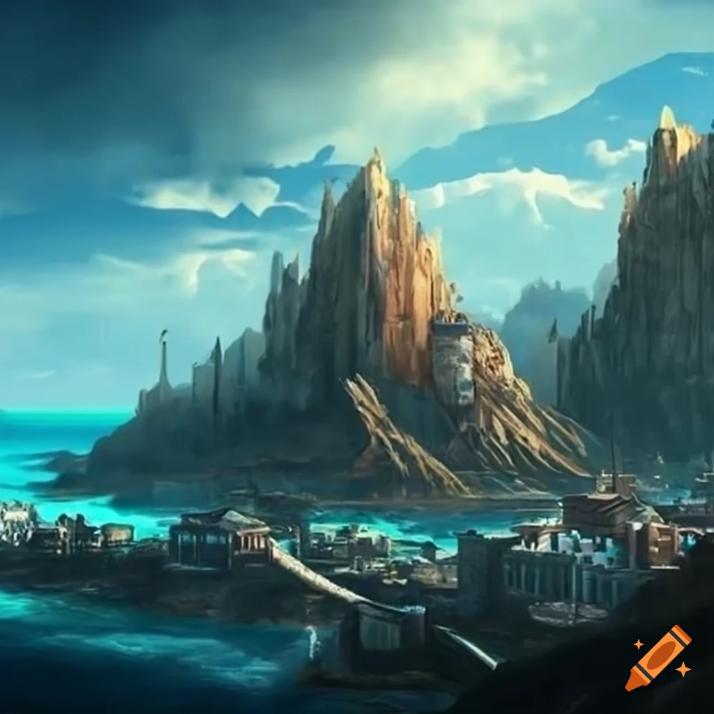 Image of a fantasy dwarvish industrial town at the foot of a mountain pass