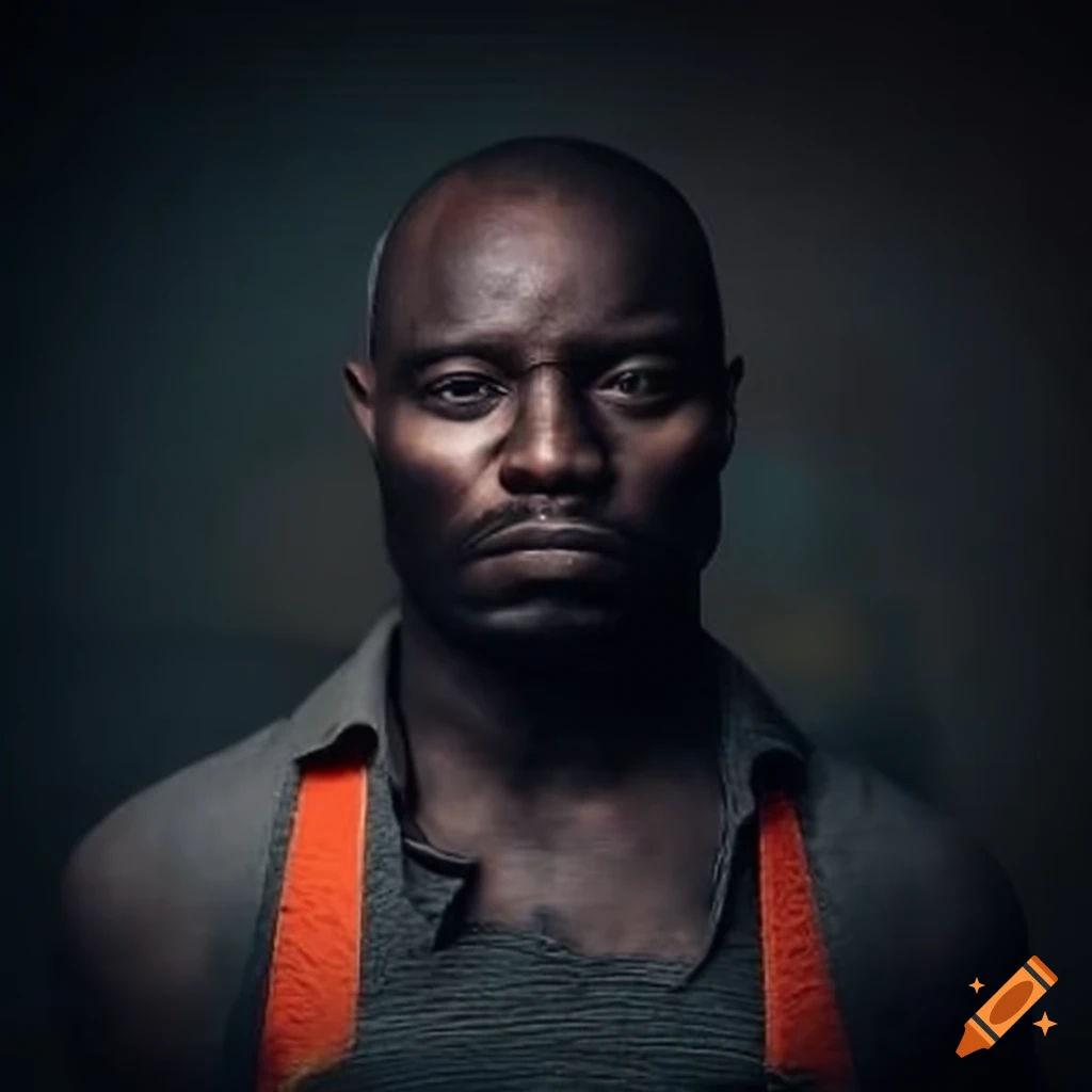 portrait of a black lumberjack with an axe