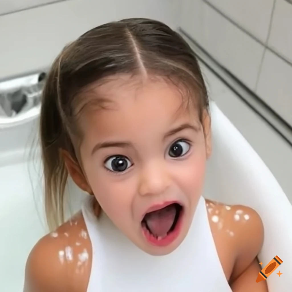 surprised toddler girl eating a popsicle