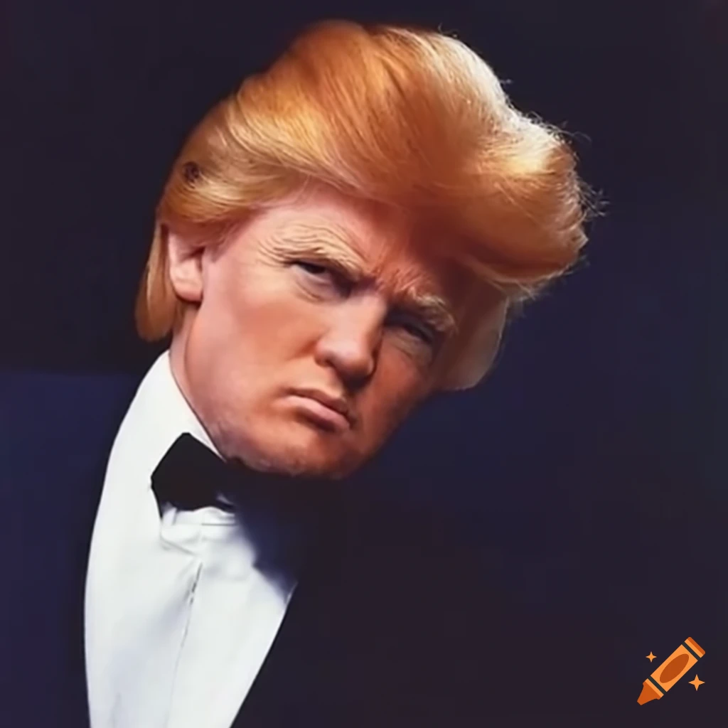 satirical image of Donald Trump with ginger hair and 1980s Pompadour Hairstyle