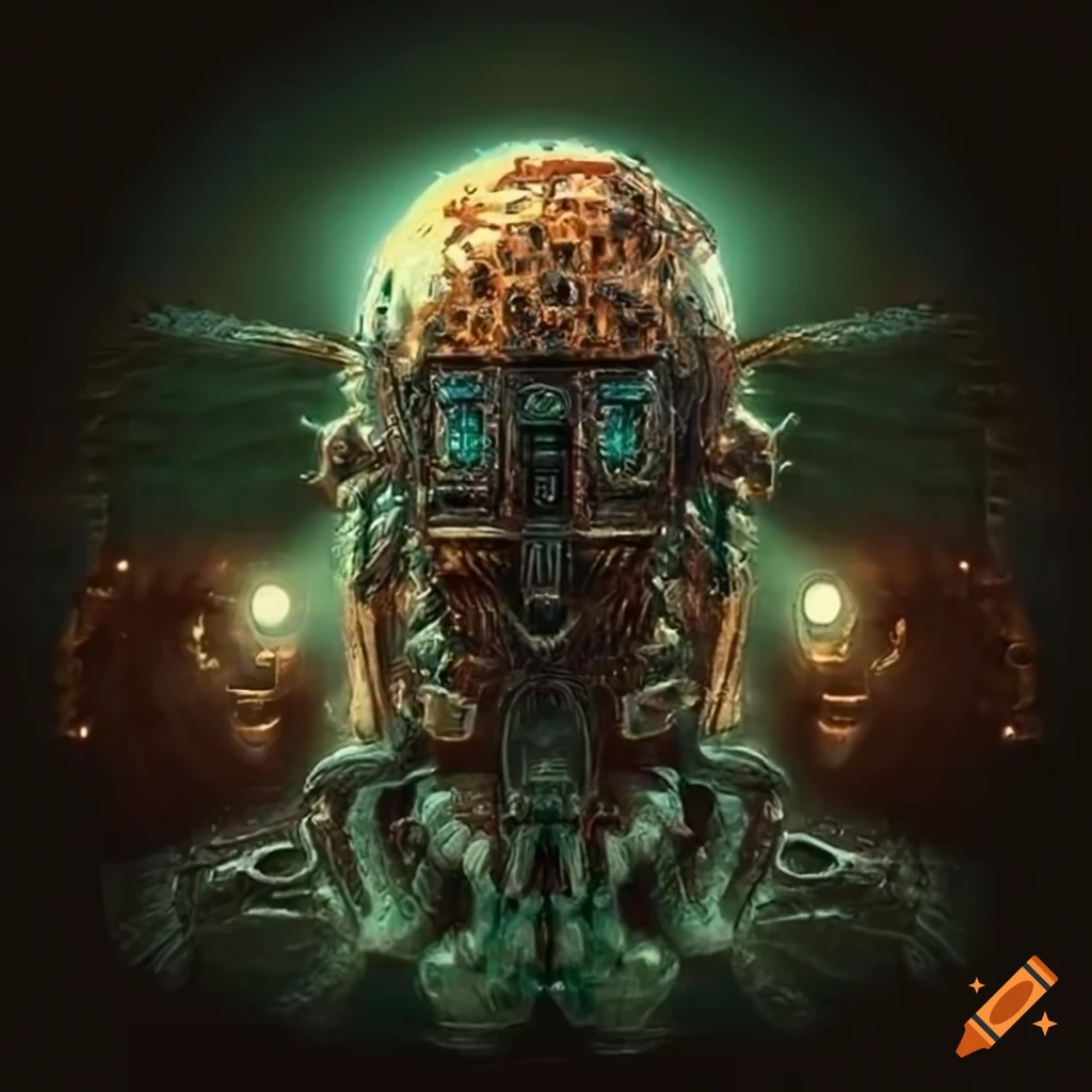 Surrealist aliens machines and spaceship artwork on Craiyon