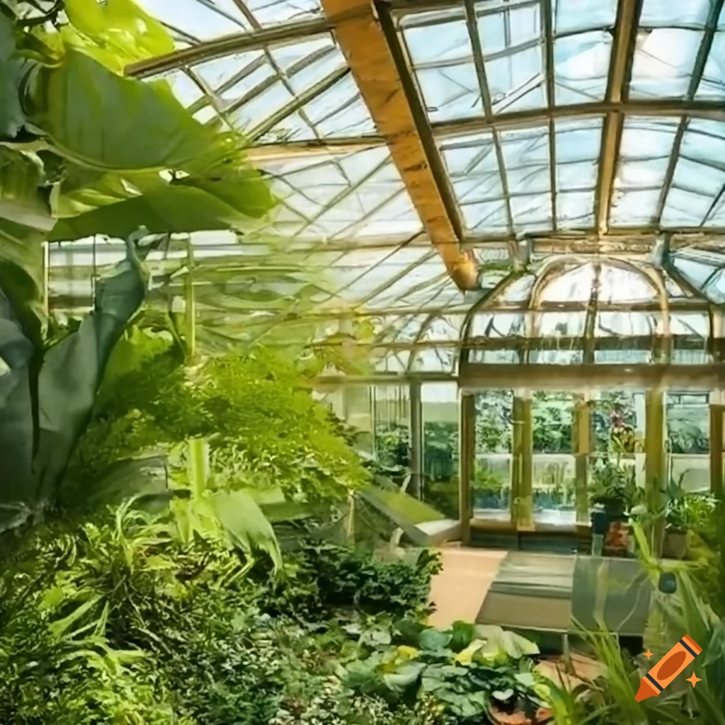 Bright greenhouse conservatory with plants on Craiyon