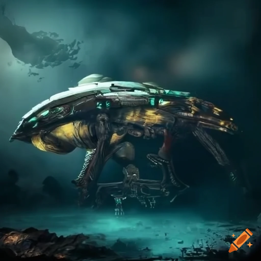 surrealist artwork of aliens and machines