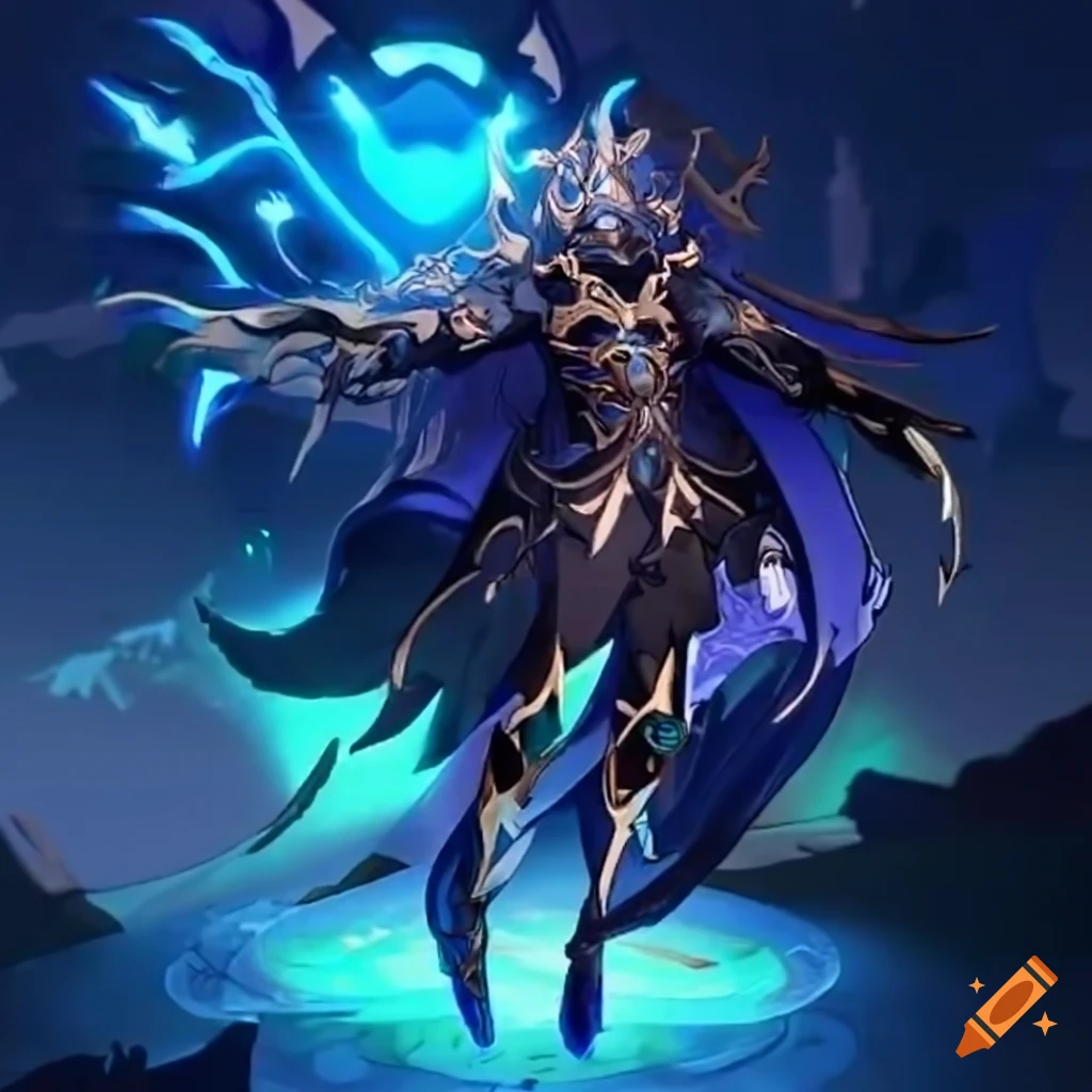 Male Character In Red Robes Traversing A Lava River In A Post 