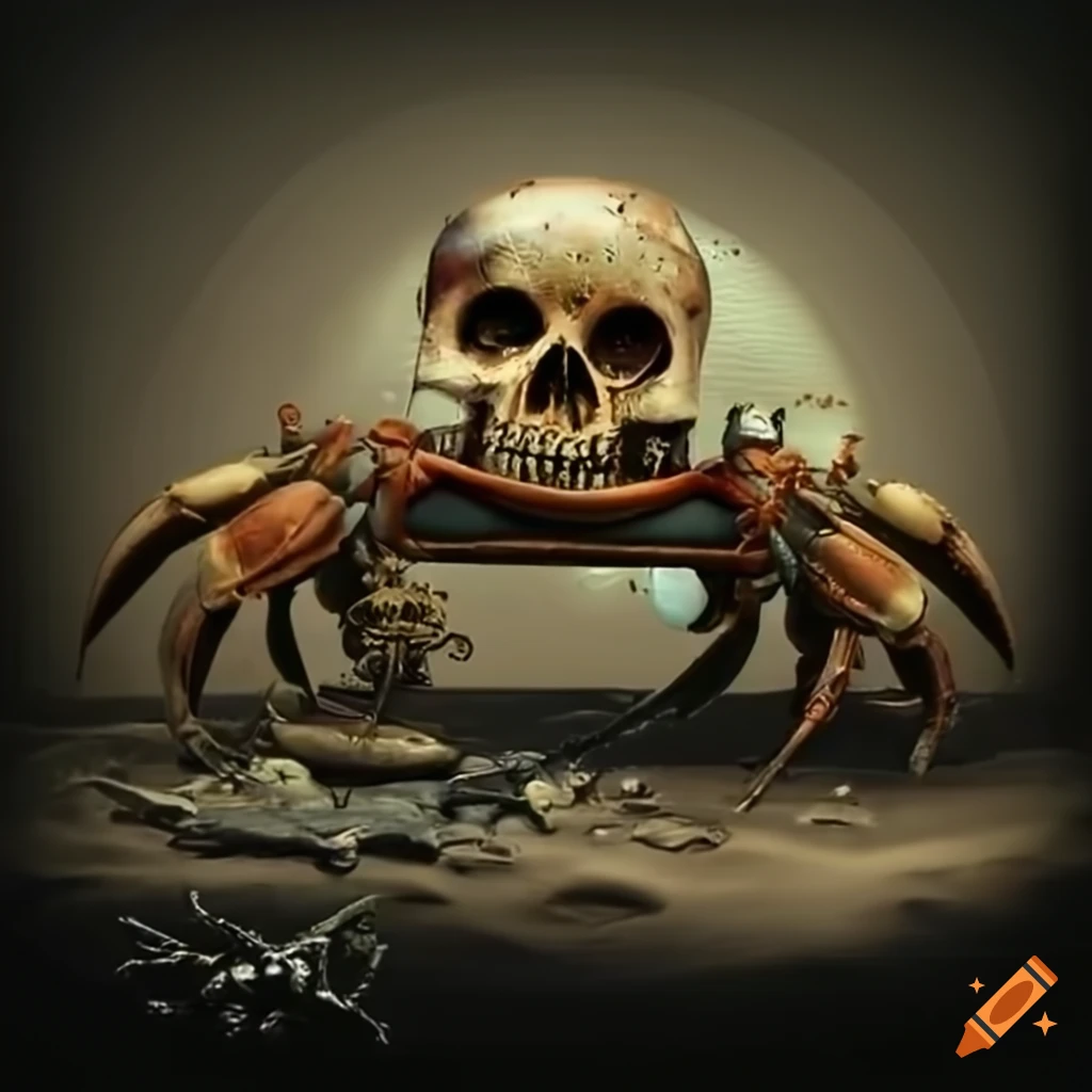 surreal steampunk crabs on the beach