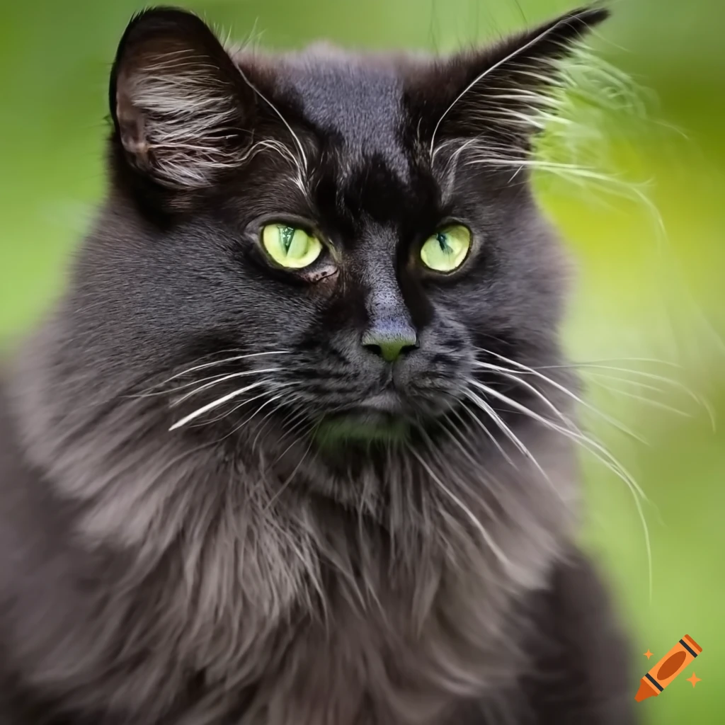 Black norwegian forest cat on Craiyon