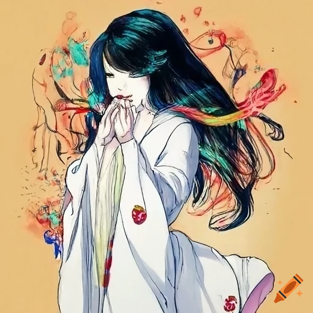 Colorized manga artwork of sakura and hinata hyuga on Craiyon