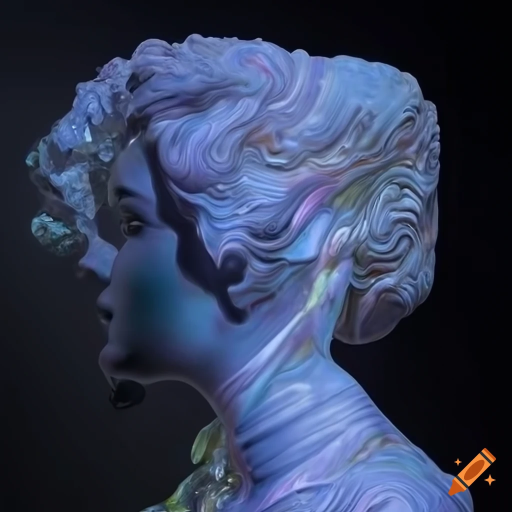 intricate surreal marble sculpture