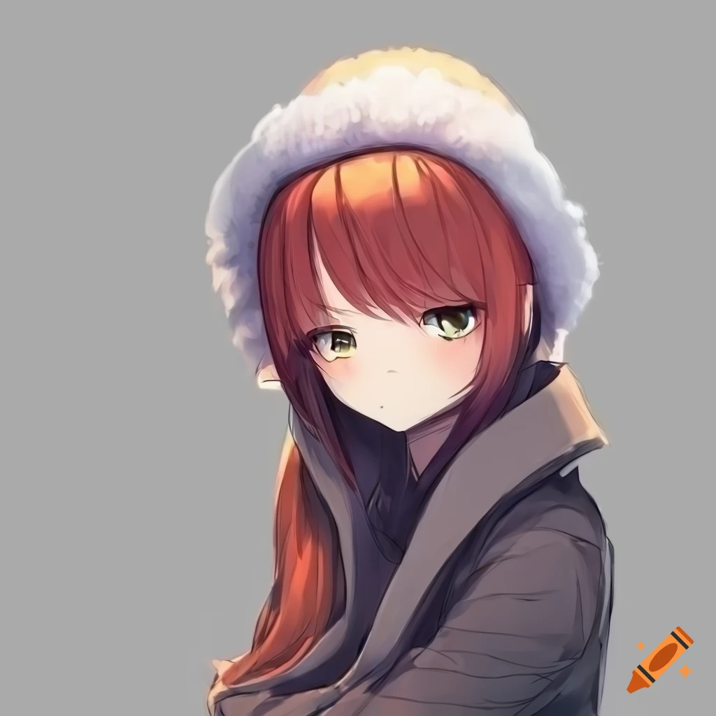 anime girl with red hair and green eyes