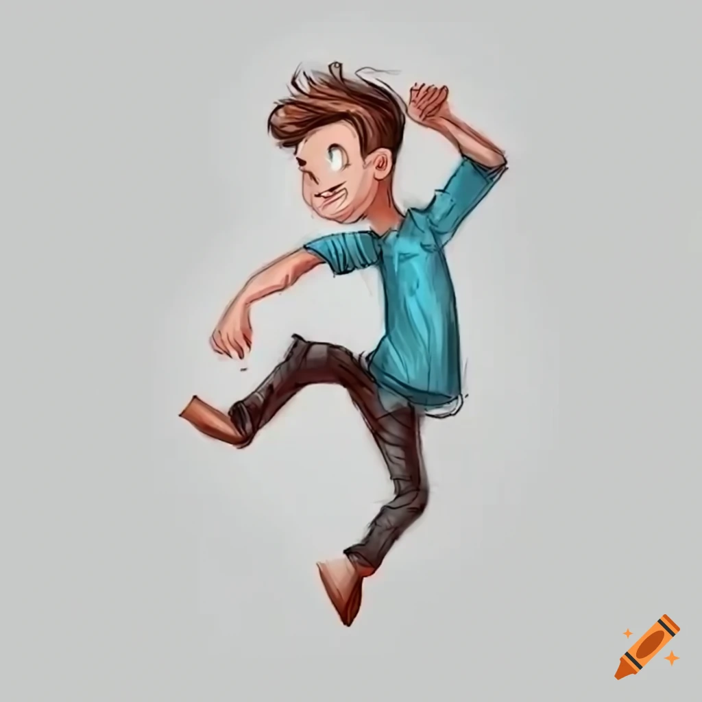 cartoon man jumping with excitement