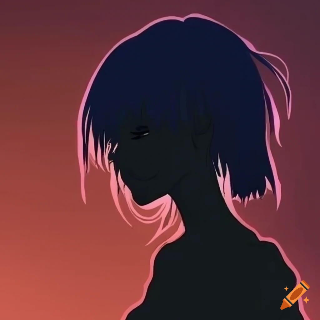 Download Anime Sunset With Girl Silhouette Wallpaper | Wallpapers.com