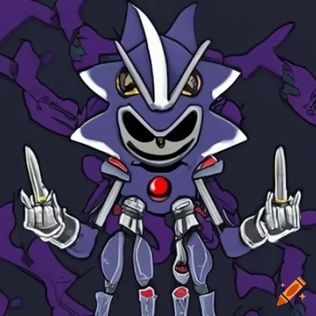 Digital art of a virus-infected digimon and metal sonic