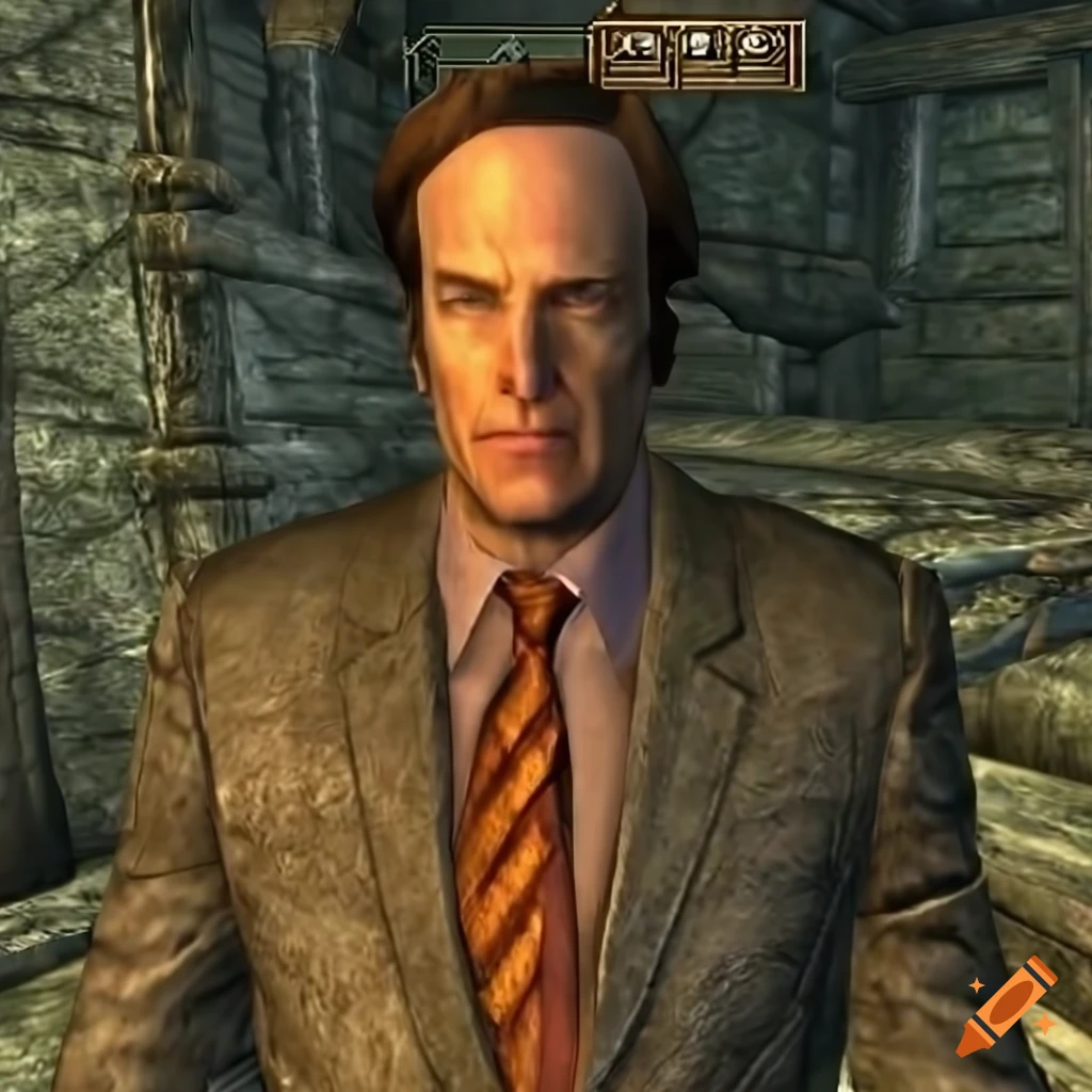 Saul Goodman Giving An Offer In Skyrim Ps1 Style On Craiyon
