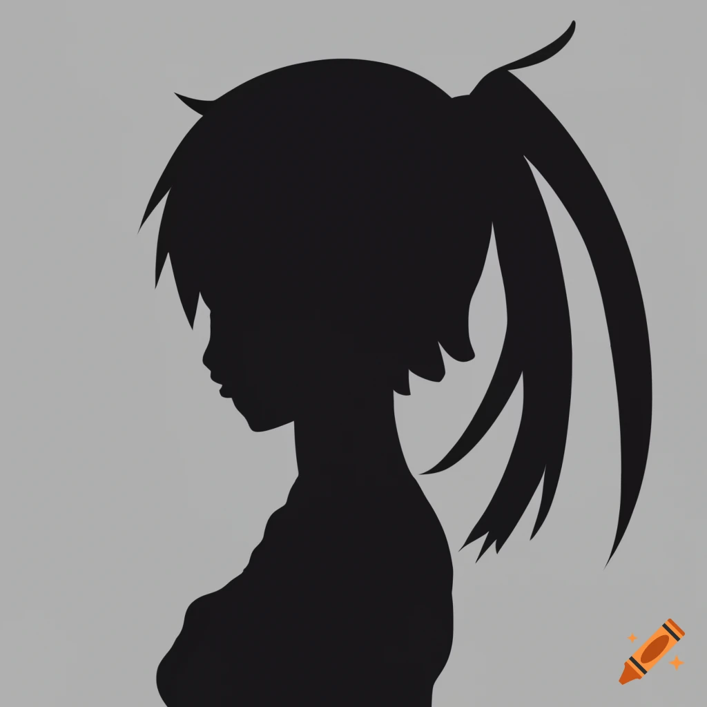 Black silhouette of an anime girl