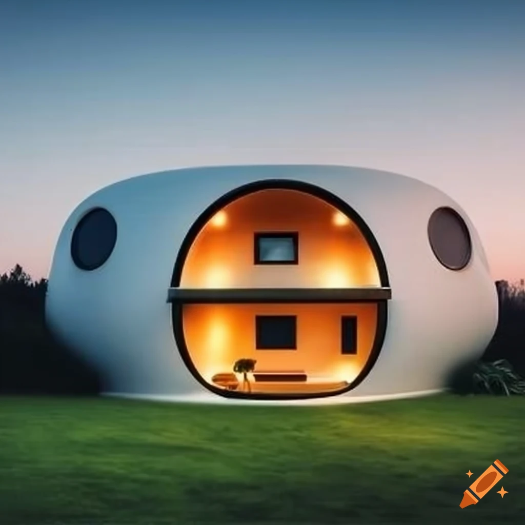 Cylindrical buildings in a desert suburb on Craiyon